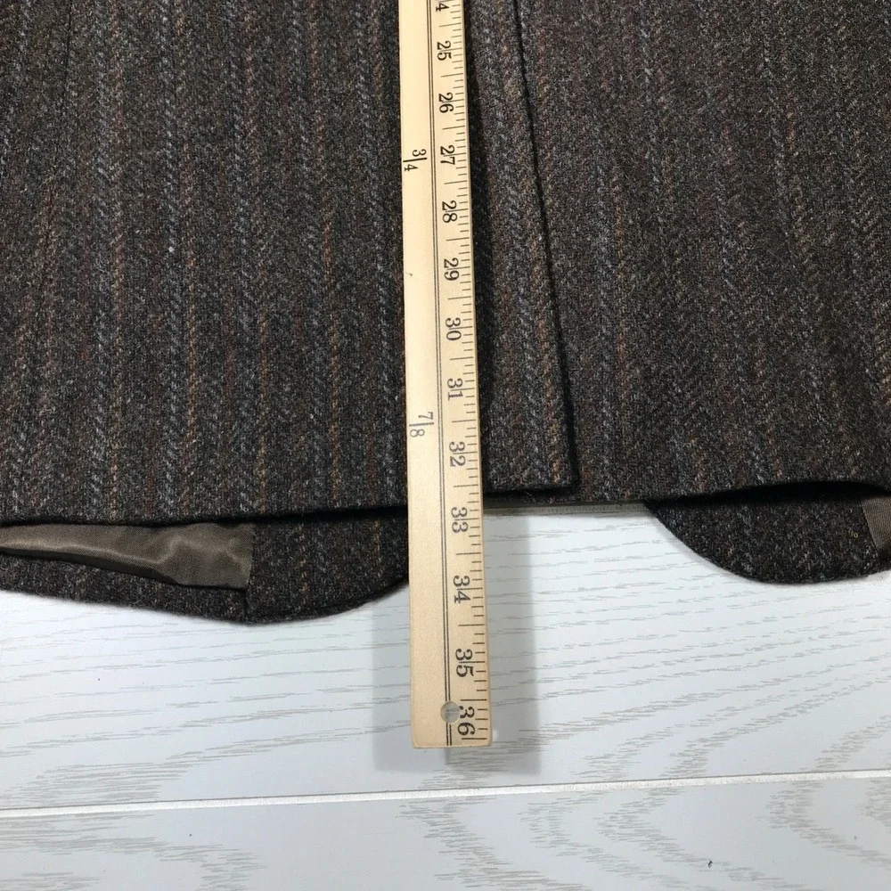 Vintage 80s Haggar Wool Blazer Sport Coat Men 42L Brown Herringbone Academia Dad